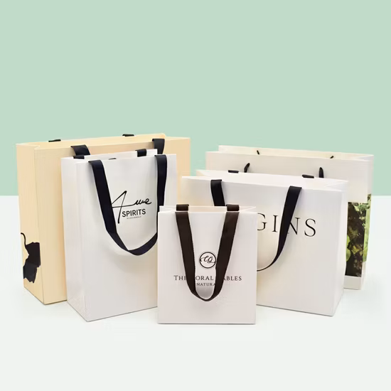 Wholesale Luxurious Paper Custom Logo Bag Printing Stock Gift Bag Fast Food Take Away Twisted Handle Printing Shopping Bags