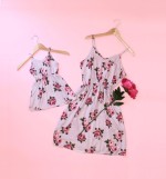 Spring Exclusive Pink Cute Mom and Baby Matching Floral Print Dress/Boho Family Look Mother & Daughter Holiday Summer Outfit