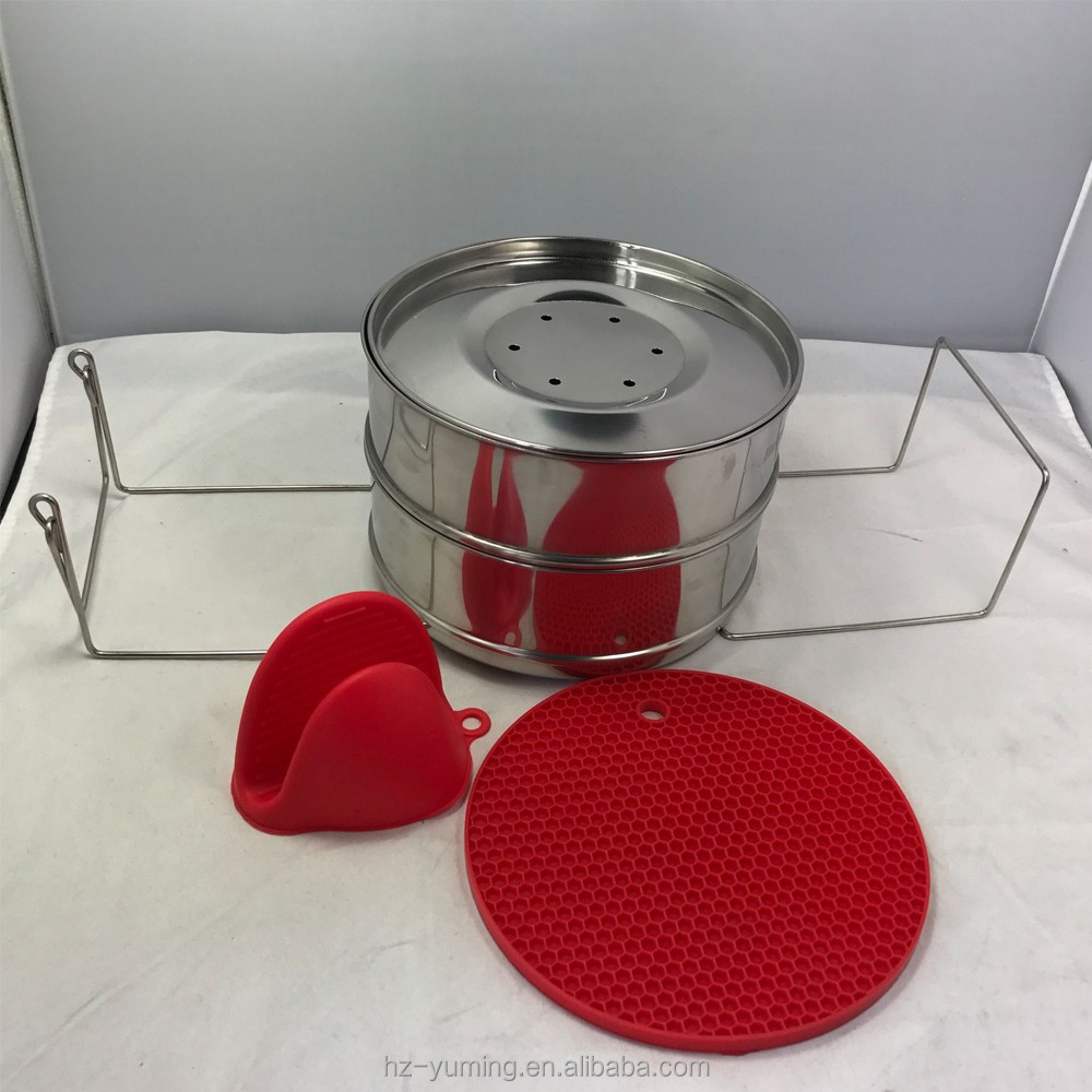 Stackable Stainless Steel Pressure Cooker Steamer Insert Pans with lid