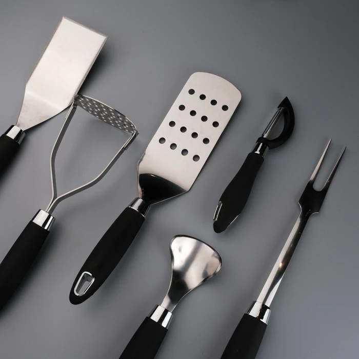 Stainless Steel kitchen gadgets house hold accessories Rubber handle Durable Kitchen Utensils Set Cooking Tools