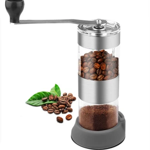 stainless steel manual burr portable hand coffee bean grinder  coffee grinder burr
