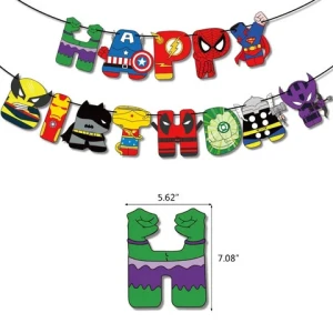 Superhero Cartoon Children Hero Custom Banner Wholesale Kid Birthday Theme Disposable Decoration Kit Set
