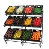 Supermarket single &amp; double-sided fruit and vegetable display stand, fruit and vegetable display rack with wheels