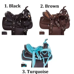 Synthetic Western Barrel Racing Horse Saddle and Tack Set. Size D51(14"-18")