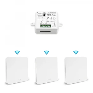 Three Kinetic Self-Powered wireless Wall Switch to one lamp switch module No Wire  Easy to Install control distance exceeds 30m