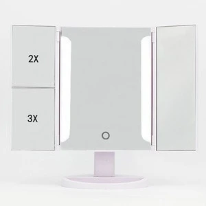 Three Panels LED Makeup Mirror With 10 X Mirror