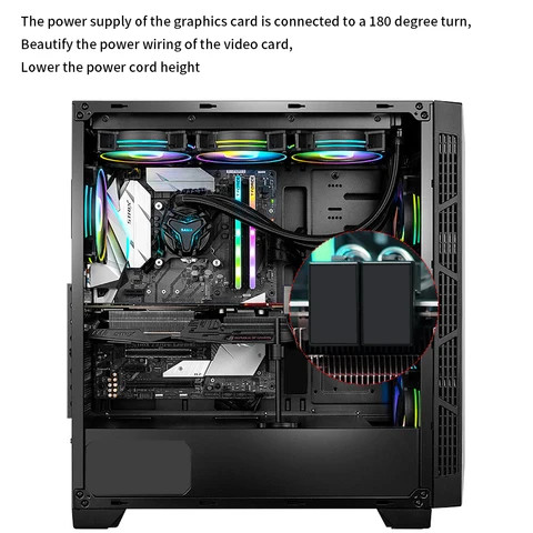 Buy Tishric Atx Gpu Adapter Pcie 6pin 8 Pin To 180 Degree Angle ...