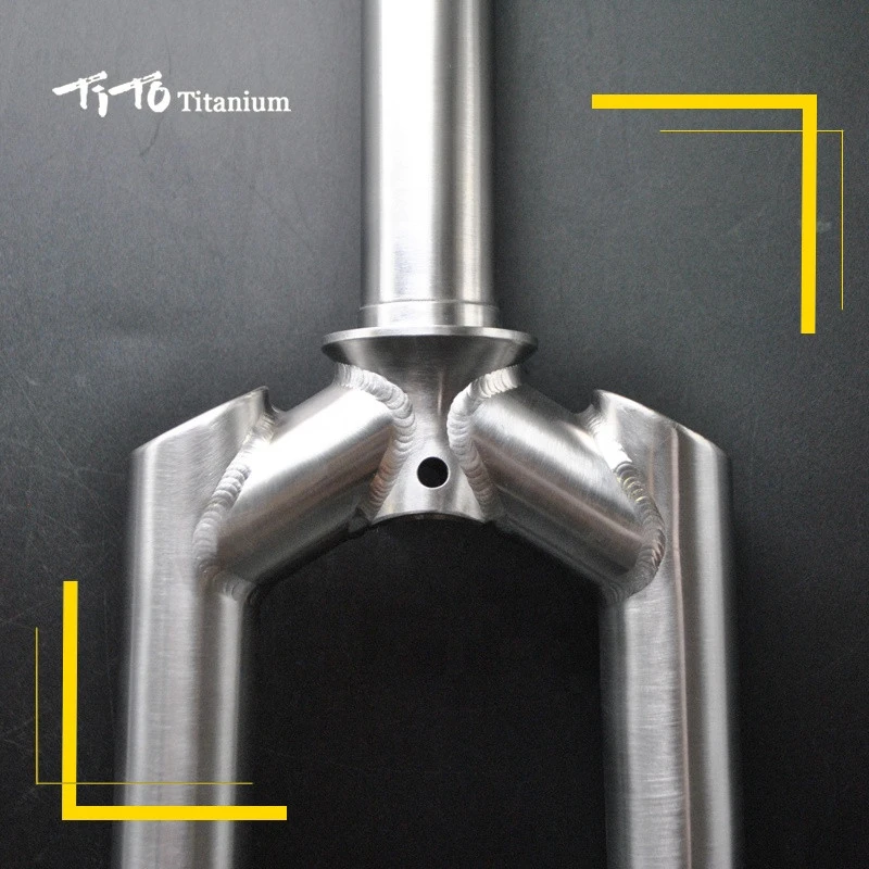 TiTo titanium bicycle front fork sports riding mountain bike square shoulder front fork titanium alloy ultra light bicycle