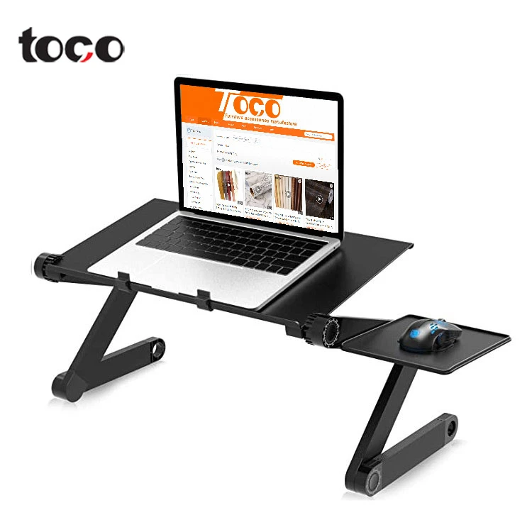 Toco Wholesale Aluminum Alloy Adjustable Portable Folding Laptop Computer Bed Table Stand
