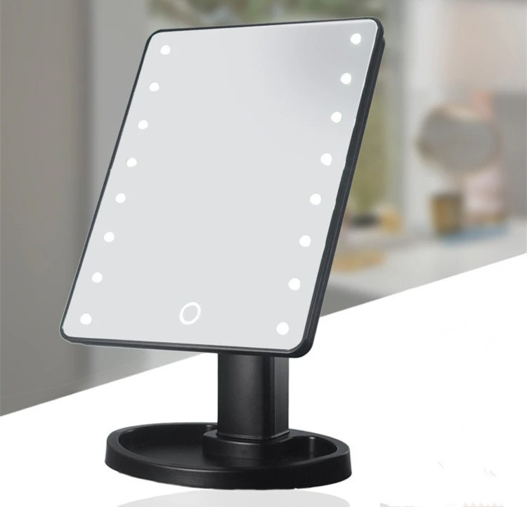 Touch Screen Make Up LED Mirror 360 Degree Rotation Cosmetic Folding Portable  Pocket With 16/22 LED Light Makeup Mirror