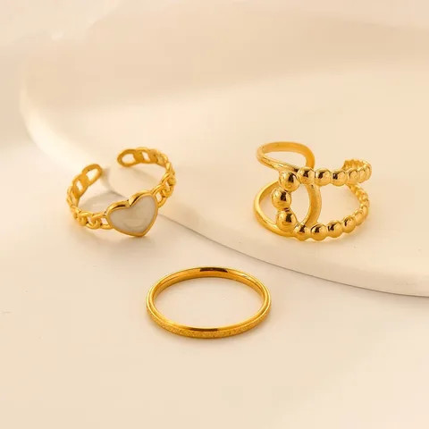 Trendy Fashion Love Drip Oil Ring Stainless Steel Open Ring Set womens jewelry wholesale