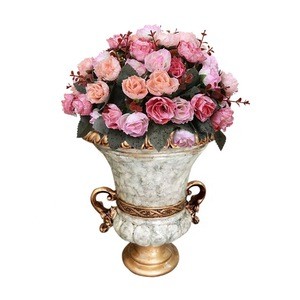 Trumpet Resin Vases Home Marble Flower Pots for Desk Top Vase