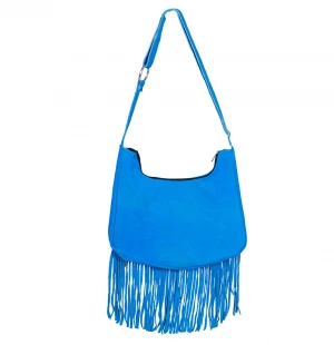 Turquoise Suede Leather Fringed and Beaded Western Style Ladies Shoulder Bag, Cowgirl Bag, Western Fringe Bag