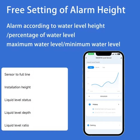 Buy Tuya App Tank Level Monitor Hydrostatic Submersible Liquid Level ...