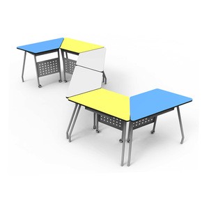 Various Good Quality Colorful Trapezoid Wooden School Desk College Classroom Student Desk