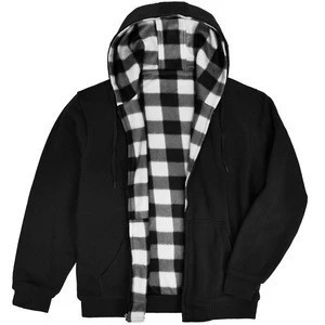 Victory Outfitters Men&#39;s Reversible Hooded Buffalo Plaid Fleece Jacket - Black/White