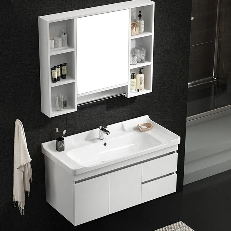Wall mounted luxury hotel basin mirror vanities cabinet bathroom furniture