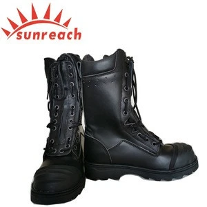 Water proof Breathable Fire Fighting Leather Boots For Firemen