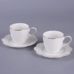 Wedding plate set, rose coffee tea cup & saucer with gold rim