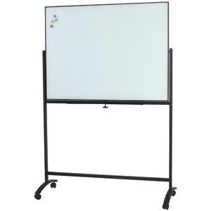 White Board With Stand Magnetic Writing Tempered Mobile Dry Erase Memo Glass Whiteboard