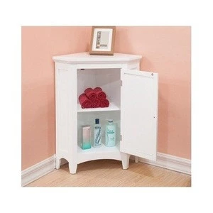 White Wood Furniture MDF Bedroom Corner Floor Storage Cabinet with Shutter Door