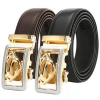 Wholesale Automatic Buckle Men&#39;s Real Leather Ratchet Dress Belt with Gift Set Box Pack