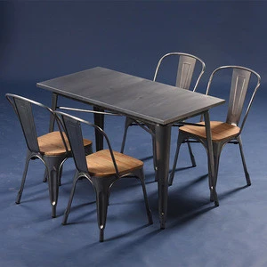 wholesale coffee restaurant table chairs furniture dining table metal industrial cafe dining tables and chairs set