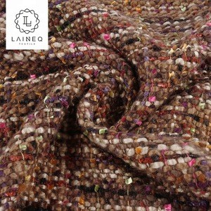 wholesale colorful fiber soft touch woven textured design boucle tweed polyester fabric
