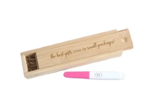 wholesale custom bamboo wood baby pregnancy test kit keepsake storage box with sliding top lid