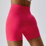 Wholesale Custom High Waist Seamless Fitness Workout Active Wear Breathable Peach Buttock Lifting Sports Tights Running Yoga Gym Shorts for Women with Pocket