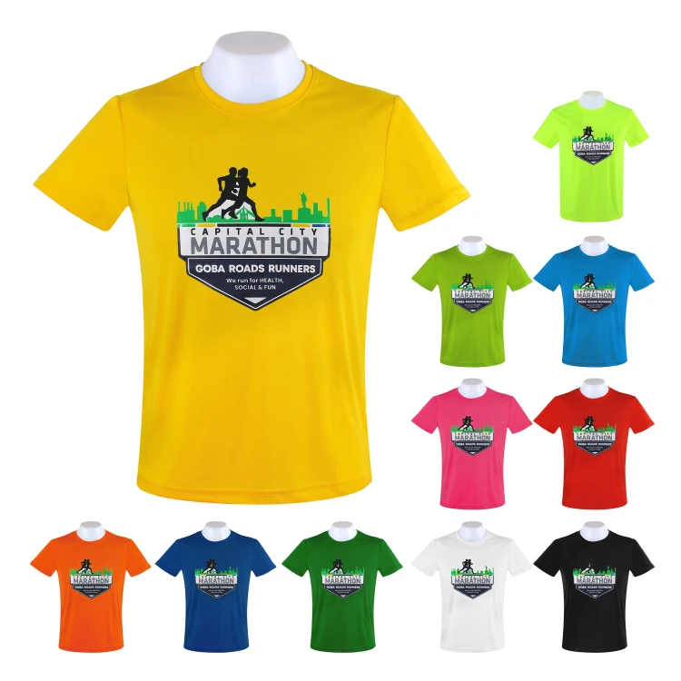 Wholesale Factory Polyester Marathon Short Sleeve T-Shirt custom logo design O-neck sport mens t shirts
