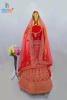 Wholesale Factory Supply Bridal Red Lehenga Choli with Silver Golden Embroidery on Luxurious Velvet from Indian Supplier