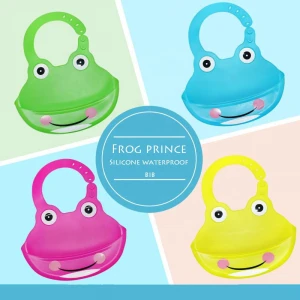 Wholesale Frog prince Washablefood Silicon Feeding Bib Cartoon Pattern Soft Bpa Free Adjustable Waterproof Silicone Baby Bibs