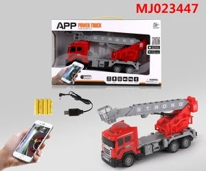 Wholesale kids 4 channel APP remote control fire truck toy with light
