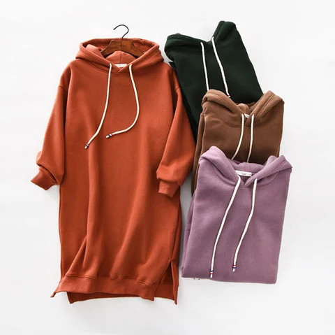 Wholesale Loose Longline Pullover Style Fleece Blank High Quality Women Sweat Hoodies