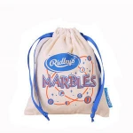 Wholesale Natural Handmade White Recycled Printed Organic Cotton Calico Drawstring Bag