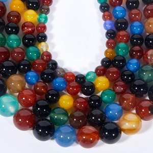 Wholesale Natural Rainbow Agate Beads Round Semi Precious Gemstone Loose Beads for Jewelry Making Necklace Bracelet