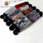 wholesale winter warm fluffy genuine 100% rex rabbit soft fur knitted scarf for pom pom