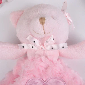 Wholesales Soft Coral Fleece Pink Bear Soothing Towel Baby Comforting Towel Toy
