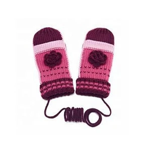 Winter girls jacquard knitted fingerless gloves, 100%acrylic string knit cuffed mittens