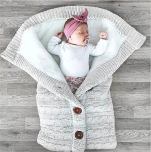 Winter Infant Baby Stroller Wrap Swaddle Blanket Knit Pattern Sleeping Bag
