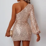 women  above knee mini one shoulder sheer mesh ruched cocktail night club party mini dress
