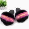 Womens fashion soft indoor household fluffy fuzzy womens fur slippers Deep purple fur slippers Thick fur slippers