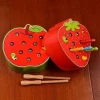 Wooden Catch Worm Game &amp; Magnetic Fishing Games Magnetic Catches Caterpillar For Children Early Education Toys Fishing Toys