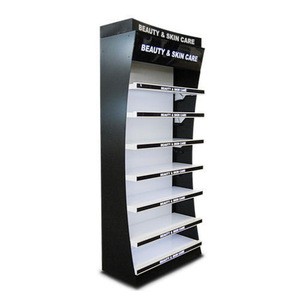 Wooden Cosmetic Display Cabinet Shelves Free Standing Cosmetic Shop Display Rack Design