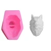 Yiwu bobao factory supply 3D novelty funny DIY plaster cement clay sculpture craft geometric wolf head shape silicone mold