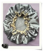 Yiwu factory Double layer plain color shower cap satin adjustable shower cap