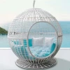 Yizhou Indoor outdoor apple cage round bed club hotel garden wicker solarium tanning sunbed rattan apple sun bed rattan