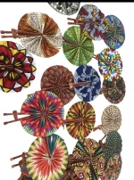 African Textile Print Hand Fans