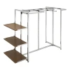 Modular Clothing Display Rack with Wooden Shelves – Adjustable Retail Garment Hanging & Shelving System